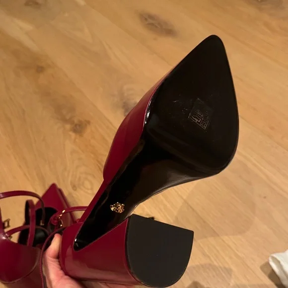 Versace Burgundy Platform Heels - Picture 6 of 11